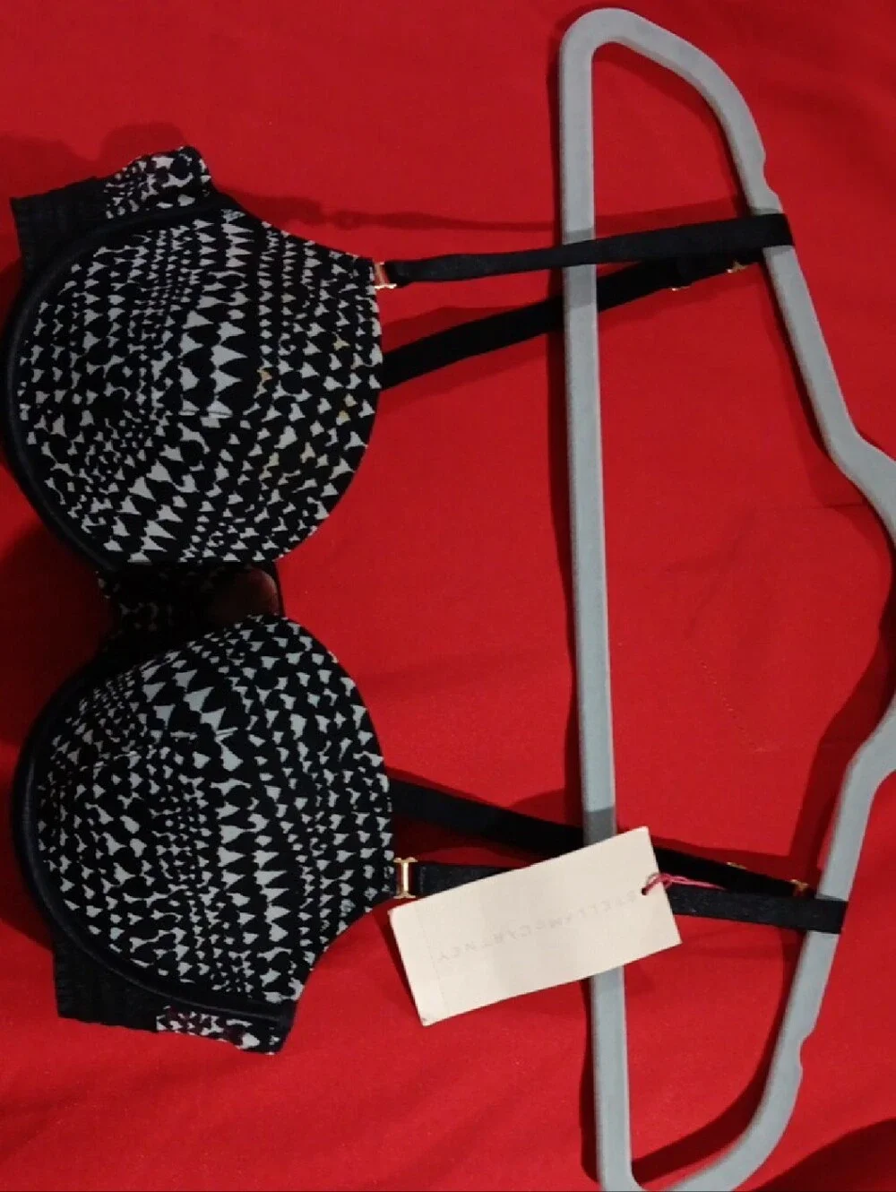 Stella McCartney Black & White Geometric Push-Up Bra - Picture 1 of 5